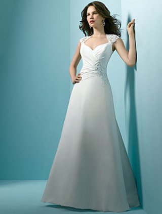 A line Hup-the-Shoulder Chapel Train Wedding Dress (ST0032) A line Hup-the-Shoulder Chapel Train Wedding Dress (ST0032)